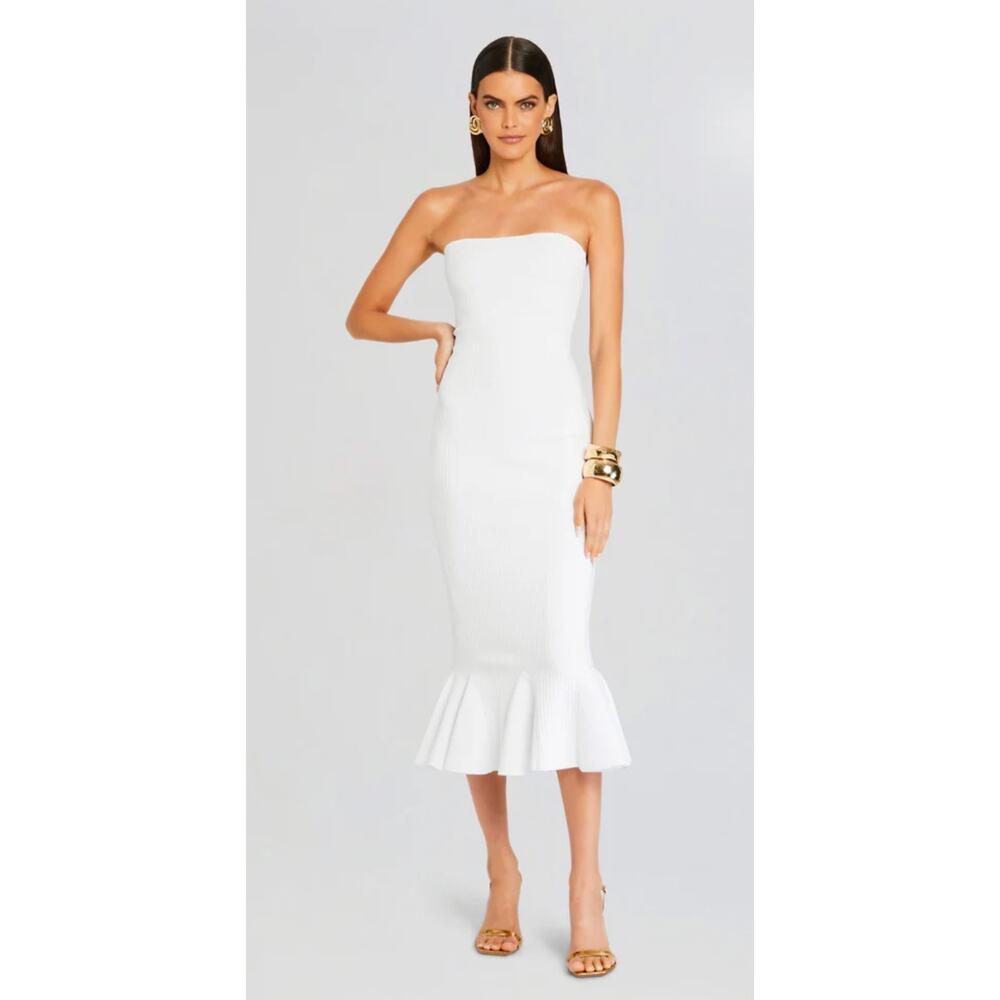 Retrofete iridescent white tillee strapless dress